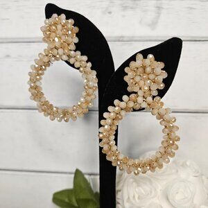 Czech Glass Sparkle Large Hoop Earrings Studs